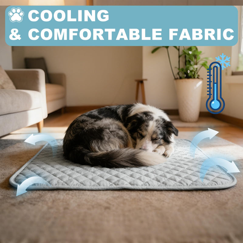 Cooling Mat for Dogs: Premium Waterproof Dog Cooling Blanket, 5-Layer Materials Dog Cooling Mat, Washable Pet Cooling Mat for Summer, Silver Grey Mats Medium Dogs Medium(40"x28") 005-Silver Grey - PawsPlanet Australia