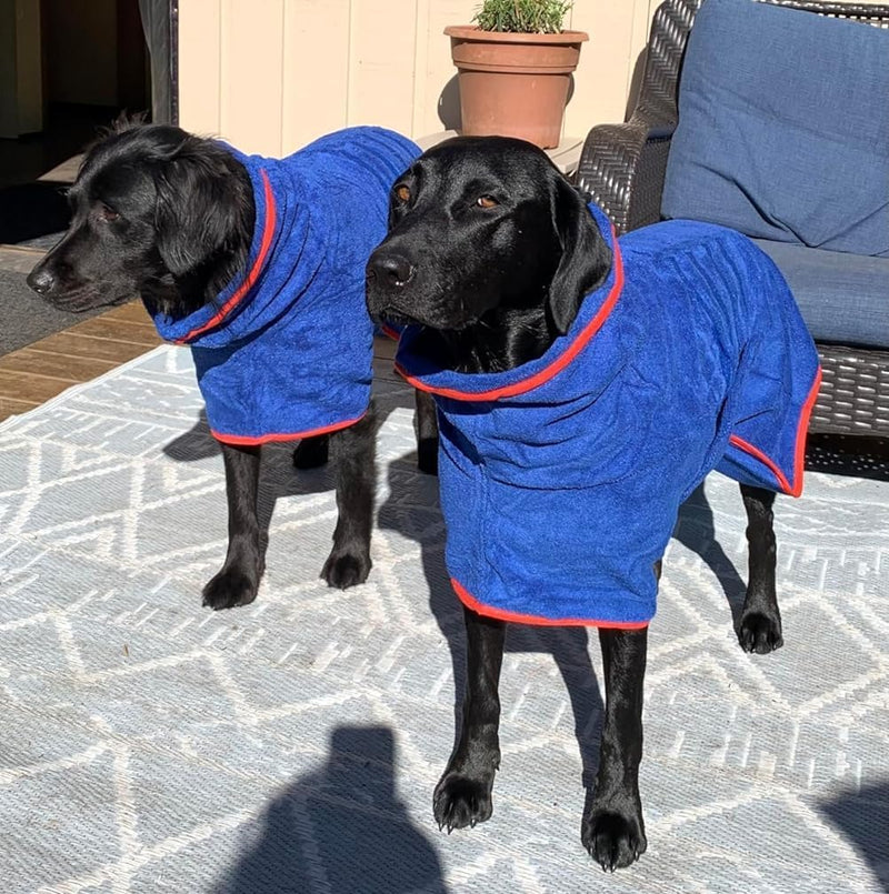 Dog Drying Coat - Fast Drying Dog Towel Robe - Microfiber Super Absorbent Pet Bathrobe, Adjustable Collar & Belly Strap Fast Drying Coat Pet Dog Cat Bath Robe Towel XX-Large Blue - PawsPlanet Australia
