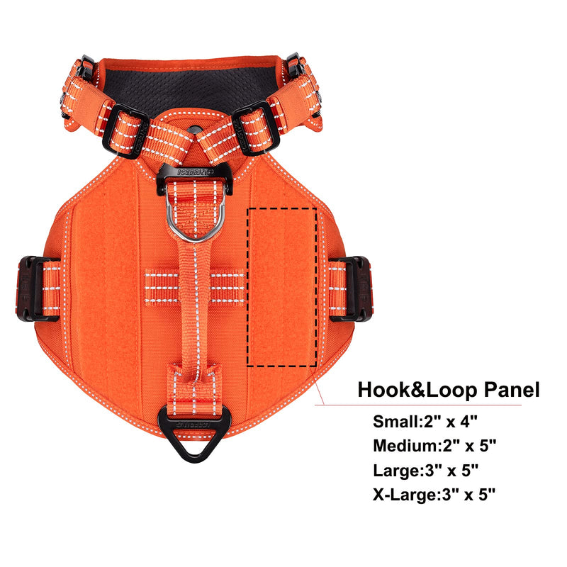ICEFANG GN8 Quick-Moving Tactical Dog Harness with 2xMetal Buckles for Medium Sized Dogs,Reflective K9 Vest,No-Pull Front Leash Clip,5-Points Adjustable Pet Harness (Orange, Medium (Pack of 1)) Medium (Pack of 1) Orange - PawsPlanet Australia
