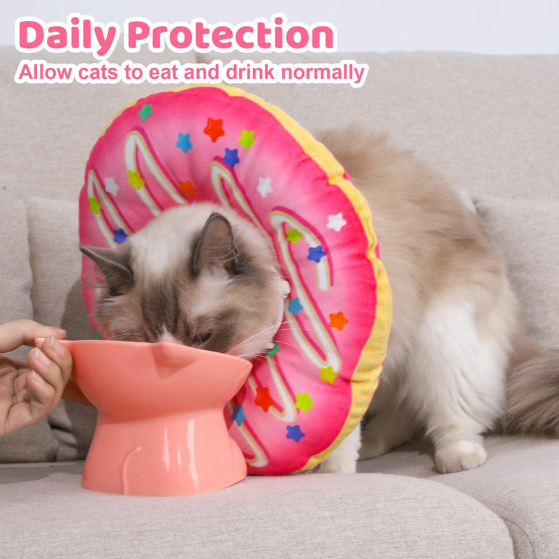 Cat Cone Collar Soft, Cute Cat Donut Collar Adjustable Cat Recovery Collar Comfortable Elizabethan Cones to Stop Licking Anti-Bite Neck Cone for Cats Kittens Small Dogs After Surgery S Pink - PawsPlanet Australia