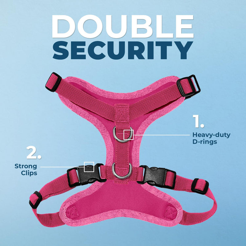 Voyager Step-in Lock Dog Harness w Reflective Dog Leash Combo Set with Neoprene Handle 5ft - Supports Small, Medium and Large Breed Puppies/Cats by Best Pet Supplies - Fuchsia, L - PawsPlanet Australia