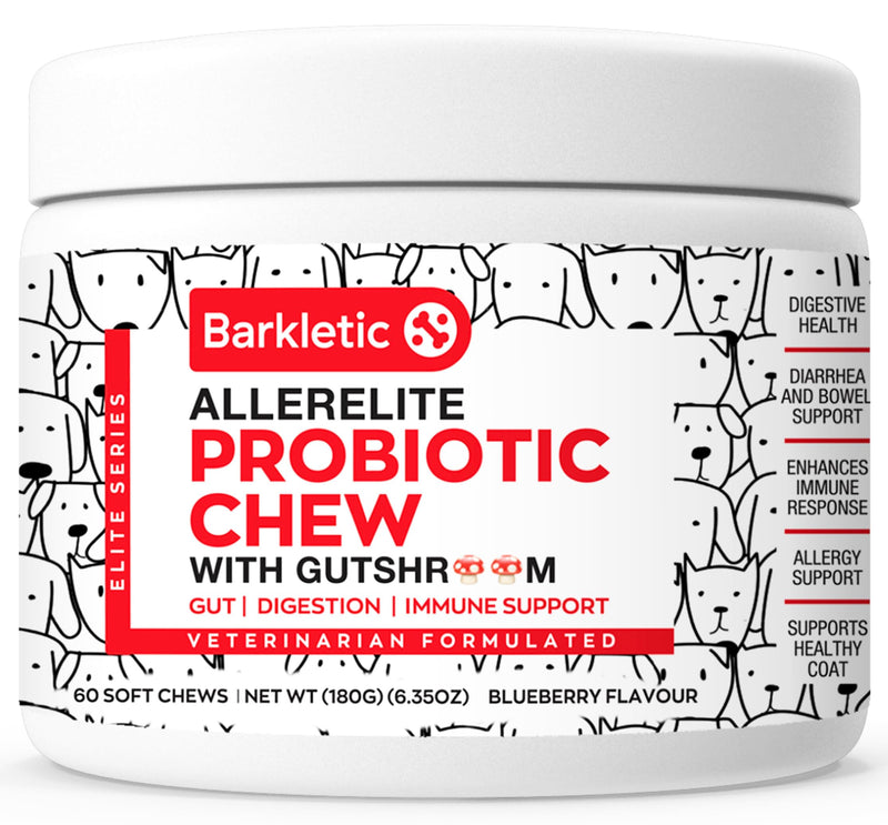 AllerElite Probiotics for Dogs and Digestive Enzymes with Gutshroom - Pet Probiotics for Dogs Digestive Health and Immune Support | Dog Probiotics and Digestive Enzymes | Dog Probiotic | 60 - PawsPlanet Australia