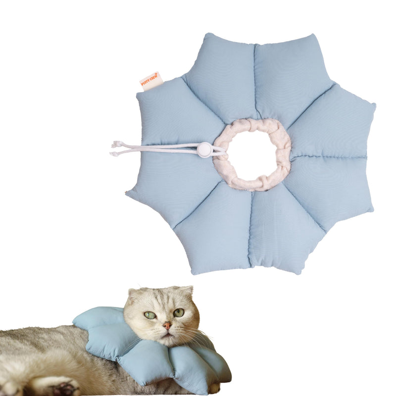 Puffy Crew Soft Cat Cone Collar, Adjustable Waterproof Recovery Collar, Lightweight Elizabethan e Collar for Cats of All Breeds (Blue, Small, Neck Circumference 5.5'' - 8.5'') Sky Blue