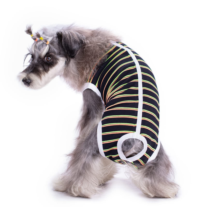 Puppy Striped Recovery Suit for Female Male Dogs Cats,Zip Up Dog Onesie Recovery Shirt Abdominal Wounds,Professional Spay Neuter Dog Pet Bodysuit After Surgery Wear Anti Licking Wounds L Black striped - PawsPlanet Australia