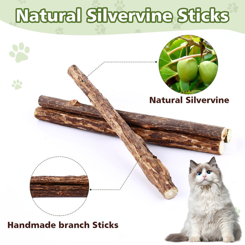 Catnip Chew Toys for Cats,24 Pack silvervine cat Toy,cat Natural silvervine Sticks,Natural Silvervine Stick Cage Balls & Bell Balls for Indoor Cats. - PawsPlanet Australia