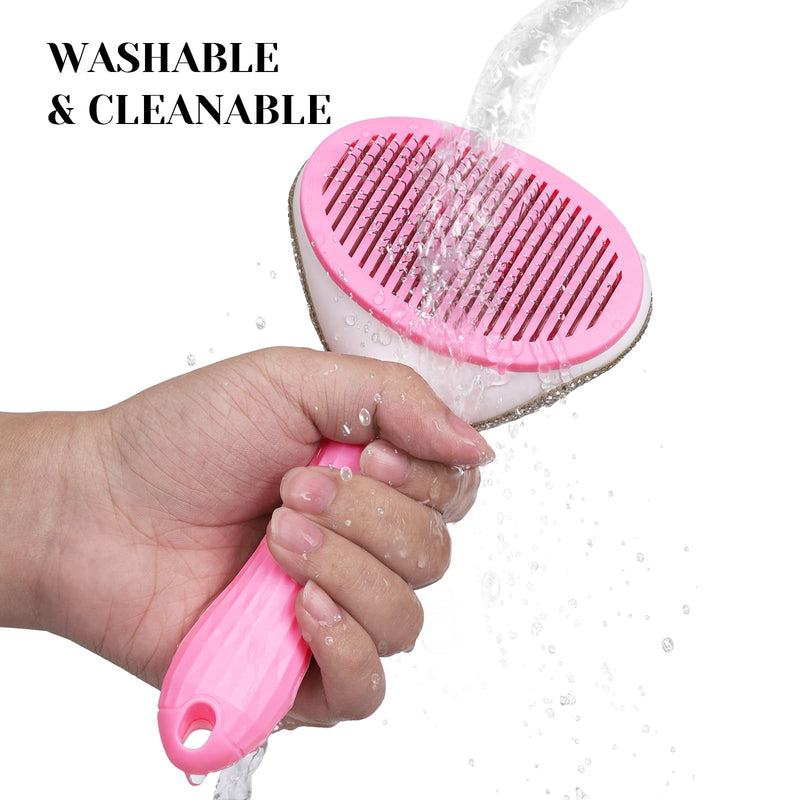 Full Diamonds Self Cleaning Slicker Brush for Dogs & Cats, Skin Friendly Grooming Cat Brush, Dog Brush for Shedding, Deshedding Brush, Rhinstone Hair Brush Puppy Brush for Haired Dogs,Pink Pink - PawsPlanet Australia