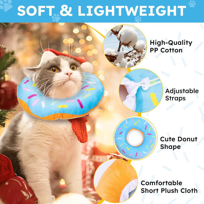 Cat Cone Collar Soft, Cat Recovery Collar for Wound Healing Cute Cat Donut Adjustable Cat Cones to Stop Licking Comfortable Lightweight Neck Elizabethan Collars for Cats Kittens After Surgery Small Blue - PawsPlanet Australia