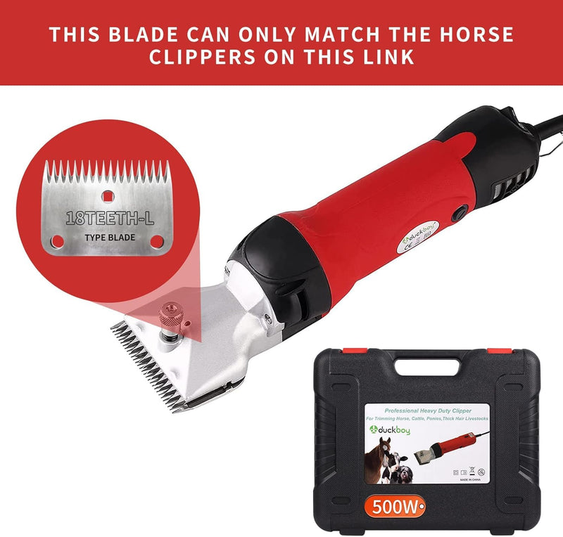 DUCKBOY Horse Clippers Blades, Detachable and Replaceable Blades，Detachable Universal Blades for Professional Horse Grooming Clippers, Top and Bottom, Stainless Steel, 2 PCS with 15 + 18 Teeth - PawsPlanet Australia