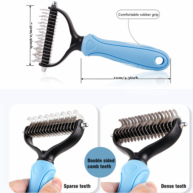 Undercoat Rake for Dogs, Long Tooth Dog Grooming Rake + Deshedding Brush Comb, Dematting Tool Set Pet Beauty Brushes for Grooming Middle Large Dog Longhair Cat Horse, German Shepherd Comb Husky Brush