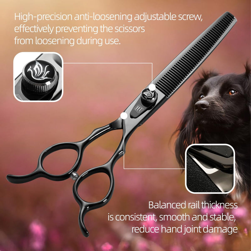 Dog Grooming Scissors: 7.5 inch Bright Black Pet Curved Shears Made Of Japanese 440C Advanced Stainless Steel Professional Grooming Scissors for Dogs Cats and Other Pets 8" - PawsPlanet Australia