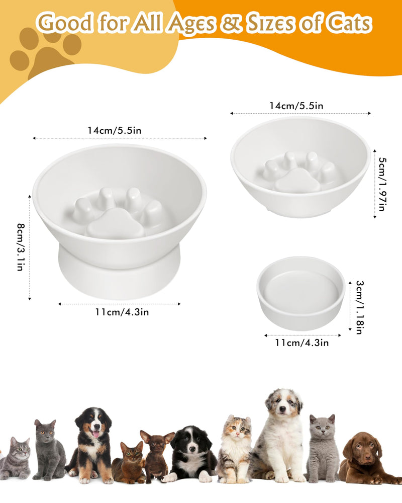 Slow Feeder Cat Bowls, Elevated Cat Bowl 2 in 1 Detachable Prevents Cats Overeating, Elevated Slow Feeder Cat Bowls Protect Cervical Spine for Cats 5.5'', Bamboo Fibers BPA-Free 5.5in - PawsPlanet Australia