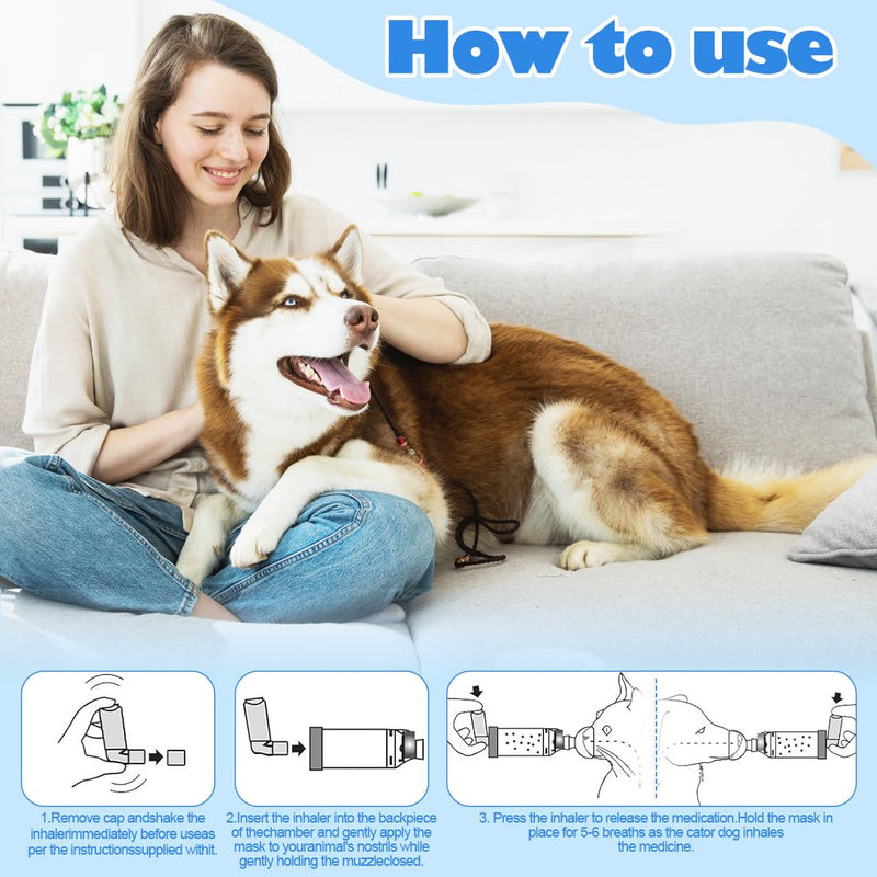 Pet Inhaler with 2 Masks for Cats and Dogs | Aerosol Chamber with Breathing Indicator | MDI Compatible | Soft Silicone Masks | Portable Respiratory Aid