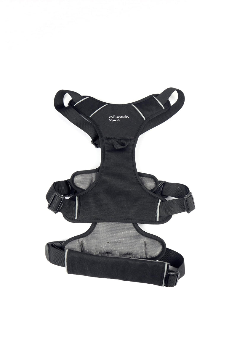 Mountain Paws 3-Strap Dog Harness | To Fit Chest Sizes 46–108cm, With Central Grab Handle And Reflective Piping Black Small - PawsPlanet Australia