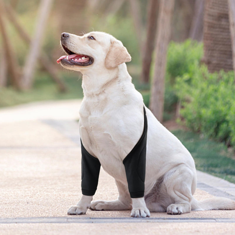 Dog Elbow Protector for Front Leg Calluses, Dog Joint Recovery Sleeve for Prevent Licking, Adjustable Dog Elbow Pads Dog Leg Wound Care, Dog Knee Brace Protector Pads for Canine Sprain Arthritis, 3XL 3X-Large(Sleeve Length:15.3") Black - PawsPlanet Australia