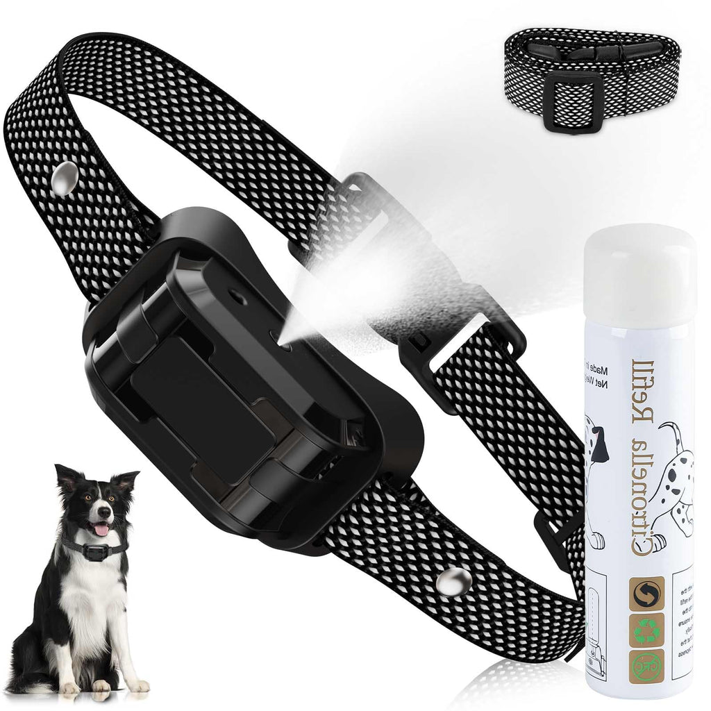 Citronella Bark Collar, Spray Bark Collar [1 Citronella Refill] Level 3 Sensitivity Adjustable Waterproof Chargeable Spray Bark Collar for Small, Medium & Large Citronella Dog Bark Collar Black-1B