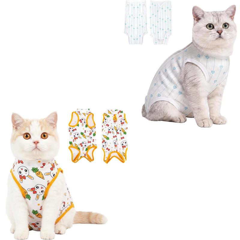 2 PCS Coppthinktu Cat Recovery Suit Female, Cat Onesie for Cats After Surgery, Breathable Cat Surgery Spay Recovery Suit for Abdominal Wounds Skin Issues, Soft Kitten Surgical Body Suit for Anti Licki