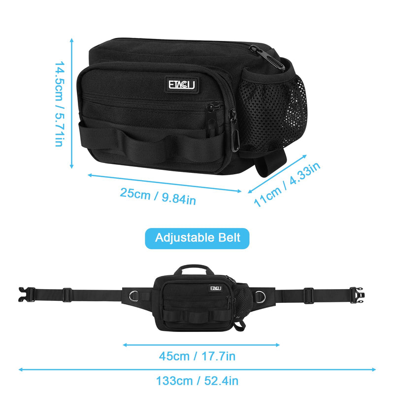 ETACCU Hands Free Dog Leash with Zipper Pouch, Waist Belt for Large Medium Dogs for Running, Walking, Jogging and Hiking, Dual Padded Handles and Durable Bungee - Black (1 Dog Black) 1 Dog Black - PawsPlanet Australia