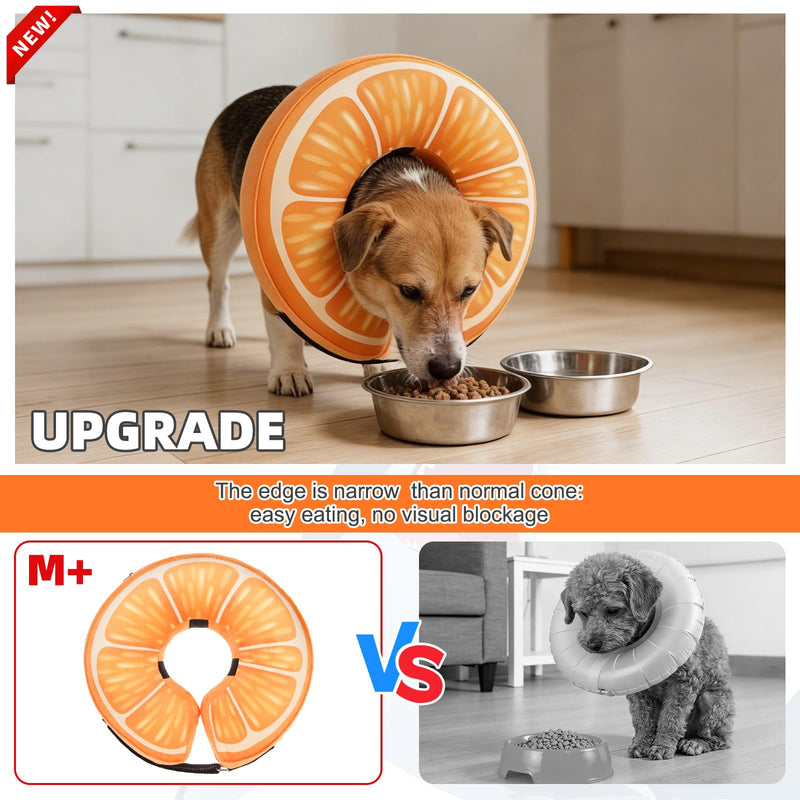 KOOLTAIL Inflatable Dog Cone Collar, Soft Donut E Collar for Dogs After Surgery to Stop Licking Enhanced Alternative, Blow Up Pet Neck Pillow Recovery Adjustable Cone for Dog Cat,Upgrade Size,Orange M orange Medium(13-15in)