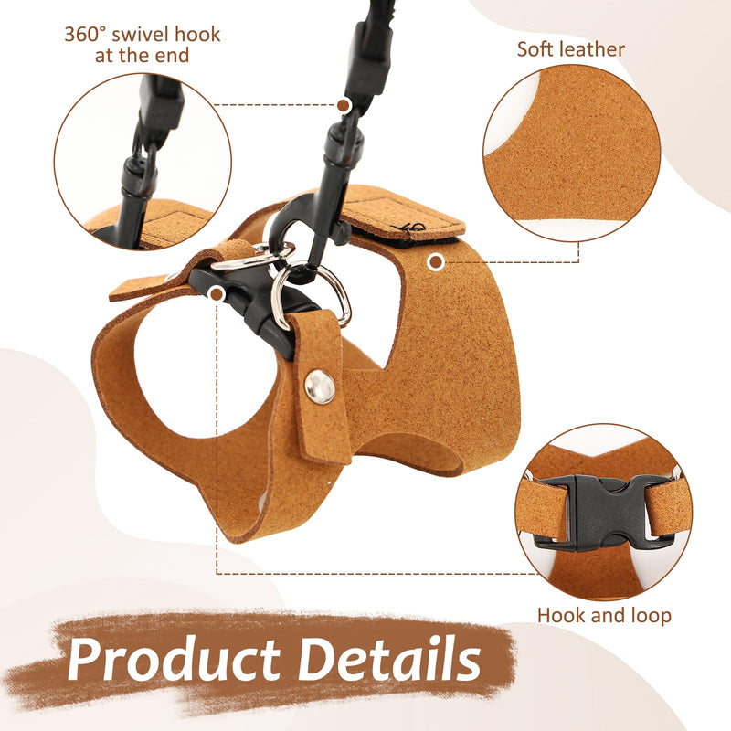 3 Pcs Bearded Dragon Harness and Leash Set Adjustable Leash Soft Leather Bearded Dragon Harness Lizard Accessory for Squirrels and Other Small Reptiles(Brown, 3 Sizes) - PawsPlanet Australia