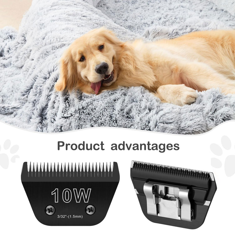 10W Wide Blades for Dog Grooming Blades Compatible with Andis Dog Clippers Blades,Dog Clipper Blades Compatible with Oster A5,Wahl km10 Dog Clippers for Horse Dog Cat Animals Black/10W - PawsPlanet Australia