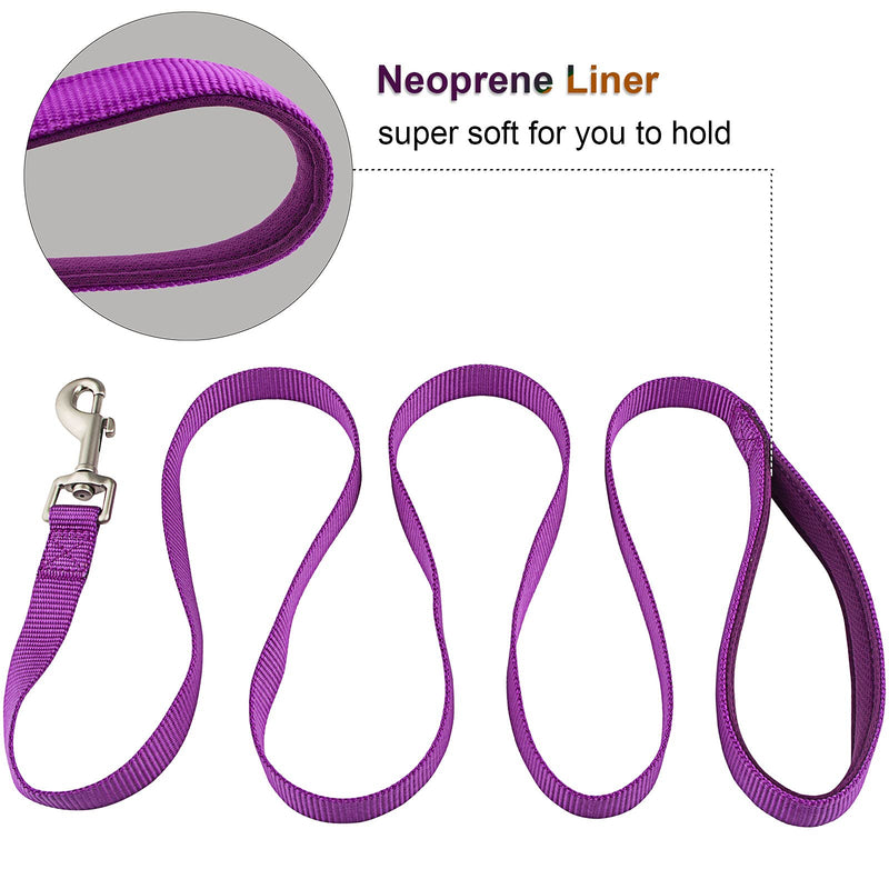 Nylon Dog Collar and Leash Set - Classic Solid Colors for Small, Medium, Large Dogs (Purple, Collar 10-14", 5/8") Purple Small, Collar 10-14", 5/8" - PawsPlanet Australia