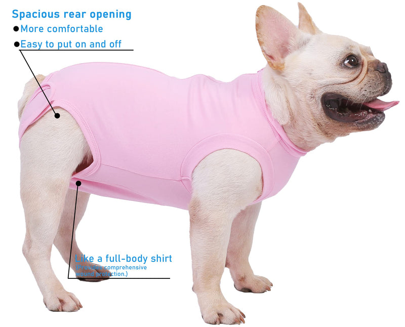 Dog Surgery Recovery Suit - After Spay, Abdominal Wounds Post Surgical Recovery, Anti Licking Breathable Dog Onesies for Small, Medium & Large Pet, Alternative Bandages Cone E-Collar Small (Back length: 12.2") Pink Suit - PawsPlanet Australia