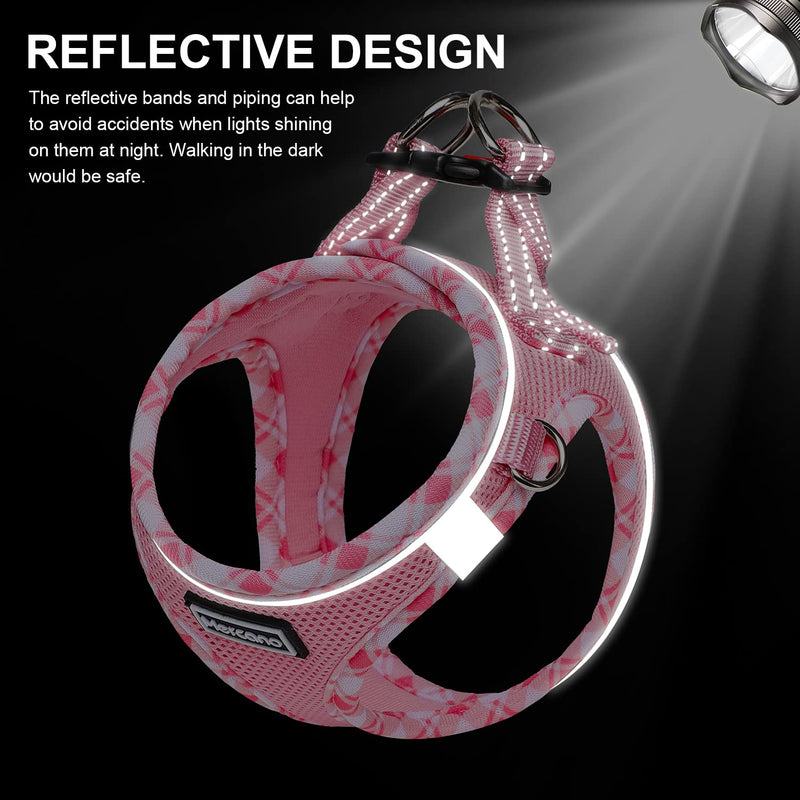 Mercano Soft Mesh Dog Harness and Leash Set, No-Chock Step-in Reflective Breathable Lightweight Easy Walk Escape Proof Vest Harnesses with Safety Buckle for Small Medium Dogs, Cats (Pink, S) Pink - PawsPlanet Australia