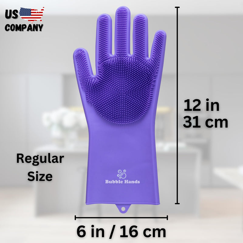 Dog Washing Gloves with Bristle Scrubbers, Reusable Silicone Gloves ideal for Pet Bathing, Massaging & Grooming (Purple) Purple - PawsPlanet Australia