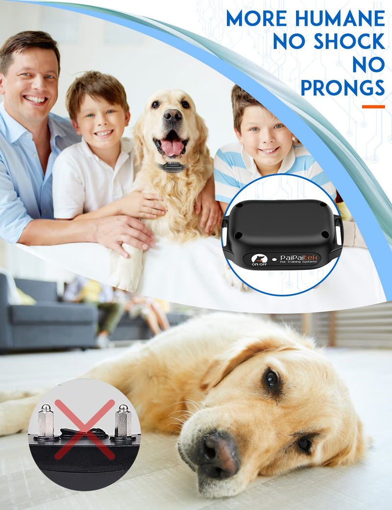 PaiPaitek Vibrating Dog Collar No Shock, 3300ft Range Dog Beep Collar with Remote, IPX7 Waterproof Rechargeable No Shock Training Collar for 5-120 lbs All Breeds - No Prongs Orange & Reflective Black - PawsPlanet Australia