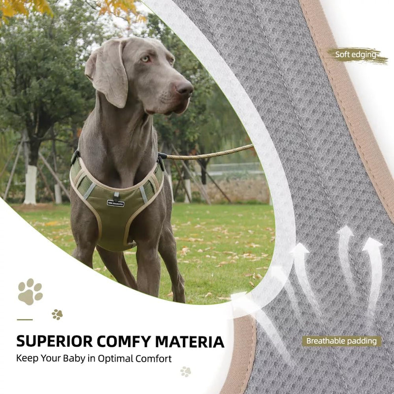 Dog Harness No Pull Adjustable Reflective,for Medium and Large Small Dog with Leash 59.06in (Khaki, XL) Khaki - PawsPlanet Australia