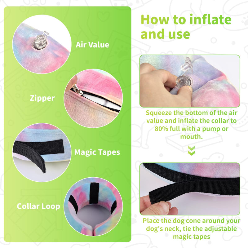 Dog Cone, Y-blue Dog Cone Collar Inflatable Dog Neck Collar Recovery E-Collar Alternative, Dog Donut Collar After Surgery for Dogs and Cats(Pink Blue, XL) Pink Blue - PawsPlanet Australia