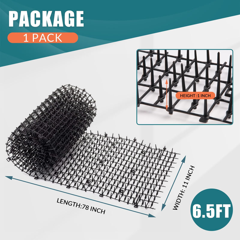 6.5ft Cat Scat Mat with Spikes, Prickle Strips Network Digging Stopper Outdoor Spike Deterrent Mat, 78 inch x 11 inch 6.5ft-1 PACK