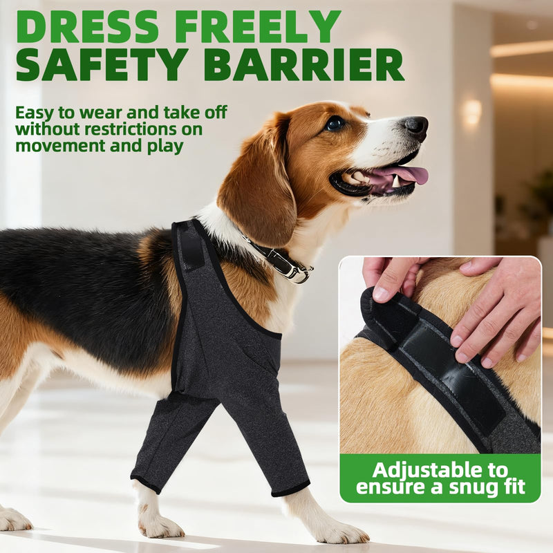 Dog Surgical Recovery Suit, Gray, M | Front Leg Protection, Elbow Protector, Leg Wound Protector, Prevents Licking & Biting