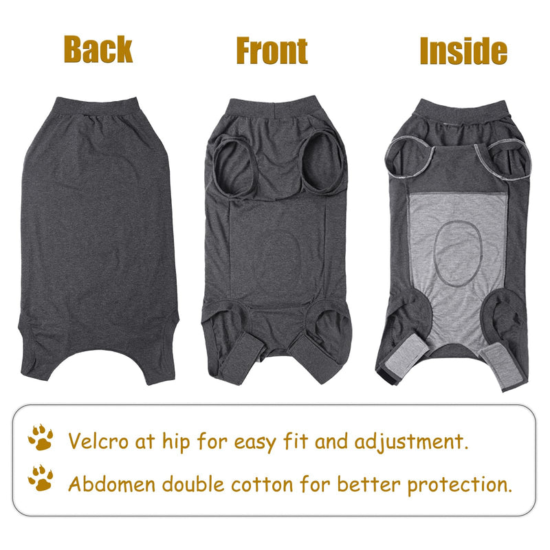 Dog Surgery Recovery Suit Medical Pet Shirt Recovery Suits for After Surgery Female Male Dog Surgical Suit Dogs Cone Collar Alternative Protect Wounds Spay Suits for Puppy Medium Large Dogs XL Grey
