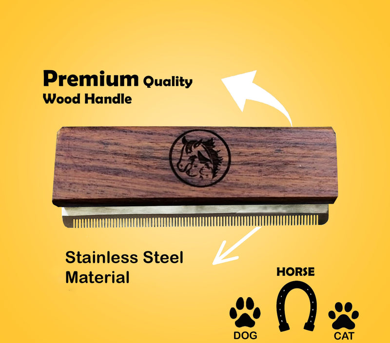 Deshedding Grooming Tools for Dogs Cats & Horse Easy Ergonomic Wooden Handle Professional Brush Grooming Tool, Remove painlessly 95 Percent of Lose Hair Fur & Dirt (5 inch) (5 inch) 5 inch - PawsPlanet Australia