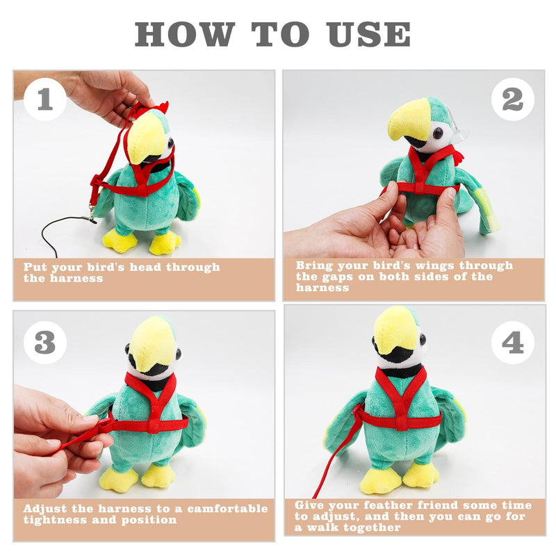 Adjustable Bird Leashes and Harnesses, Bird Nylon Harness with Cute Wing for Parrots, Pet Bird Accessories, Bird Leash for Hang Out, Suitable for Cockatiel, Quaker, Amazon Parrot and Same Size Birds Black - PawsPlanet Australia