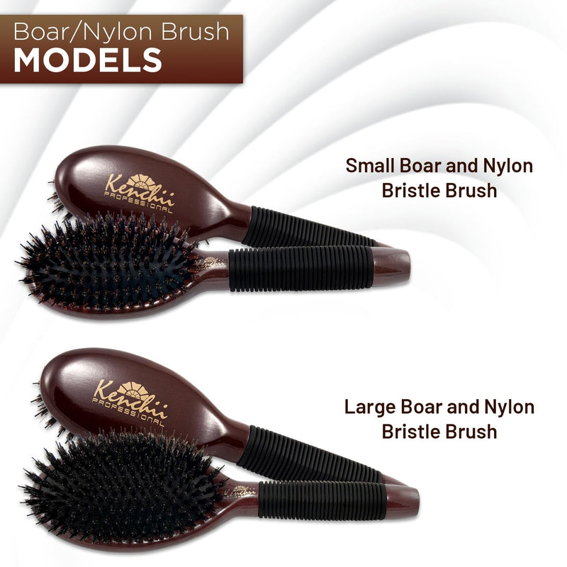 Kenchii Boar and Nylon Bristle Dog/Cat Grooming Brush with One-Piece Maple Body-Choose Size Large, Small (Large) - PawsPlanet Australia