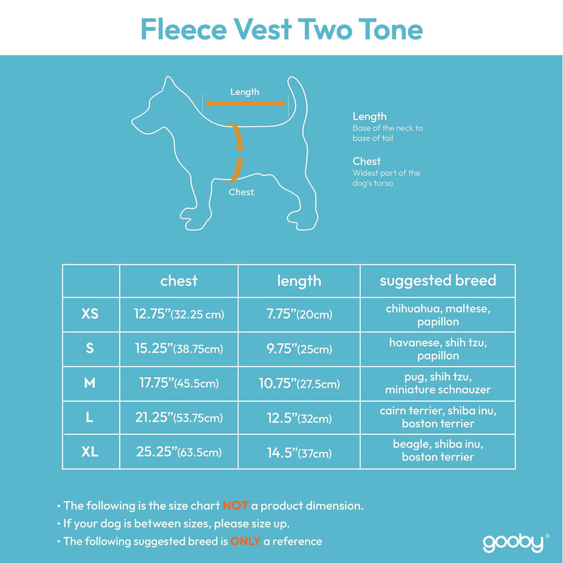 Gooby Fleece Vest Two Tone - Turquoise, X-Large - Soft Fleece Vest with Durable and Convenient Metal Leash Ring - Stylish Two Tone Dog Sweater - Dog Clothes for Small Dog and Medium Dog X-Large (Around 23-lb) Turquoise Two Tone