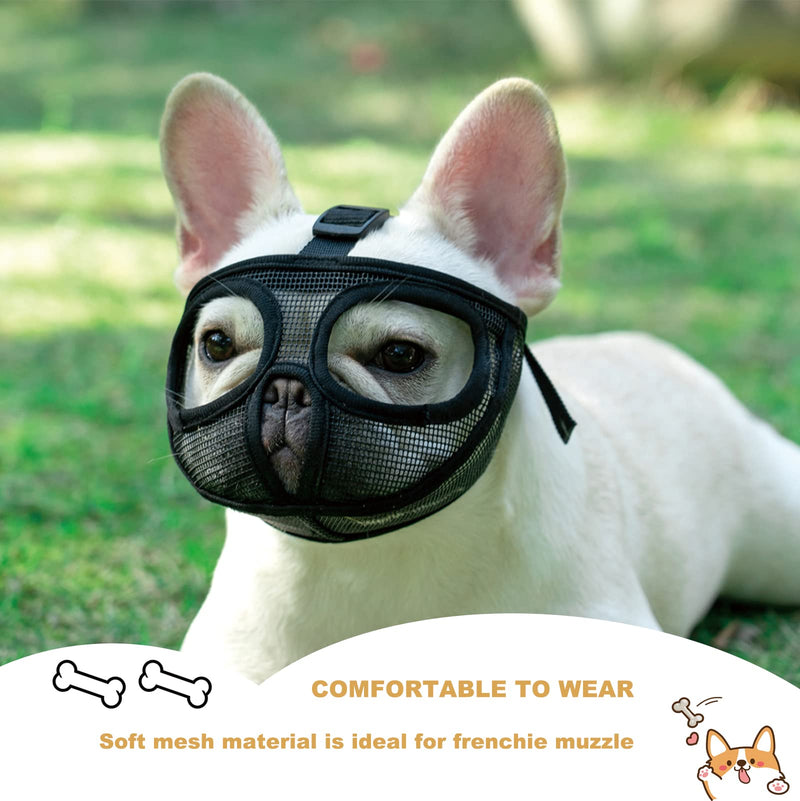 Ohcozzy Short Snout Dog Muzzle, Soft Mesh French Bulldog Muzzle with Enlarged Eye Hole to Prevent Eating Biting Licking(M,Black) M Black - PawsPlanet Australia
