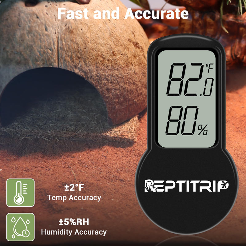Reptile Thermometer, Hygrometer for Reptile Tank, Hygrometer Thermometer with Digital LCD Display, Support for Fahrenheit and Celsius, with Two Batteries - PawsPlanet Australia