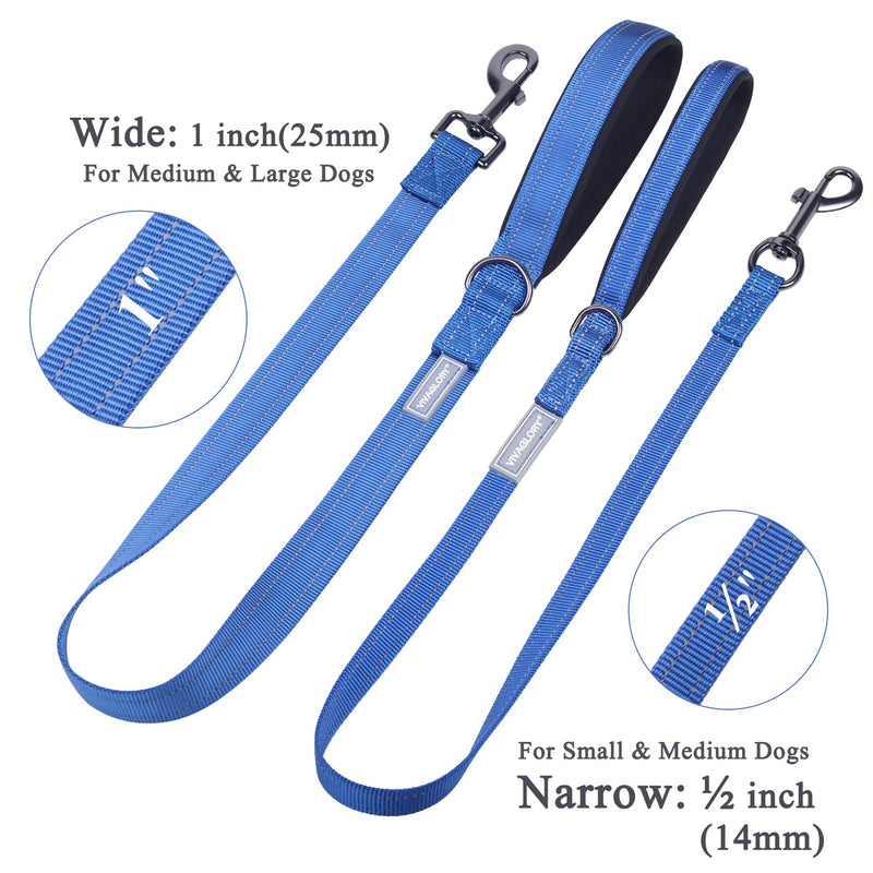 VIVAGLORY Dailyx Dog Leash, Puppy Leash for Training & Walking with Soft Padded Handle, Heavy Duty & Double Layer Nylon for Pet Puppy, 4ft x 1/2in, Blue 4 ft. x 1/2 in. (0~25 lbs.) - PawsPlanet Australia