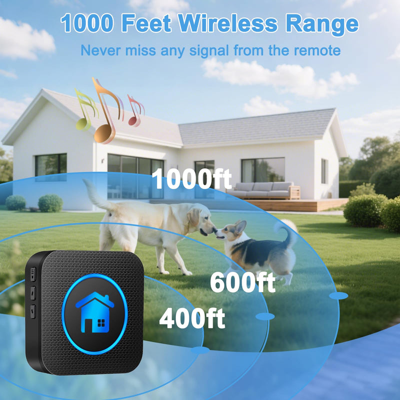 Dog Door Bell, Wireless Dog Doorbells for Potty Training – Dog Bells to Go Outside, 1000Feet Range, Waterproof Button, 55 Melodies & 5 Notification Modes (2 Buttons) 2 Buttons - PawsPlanet Australia