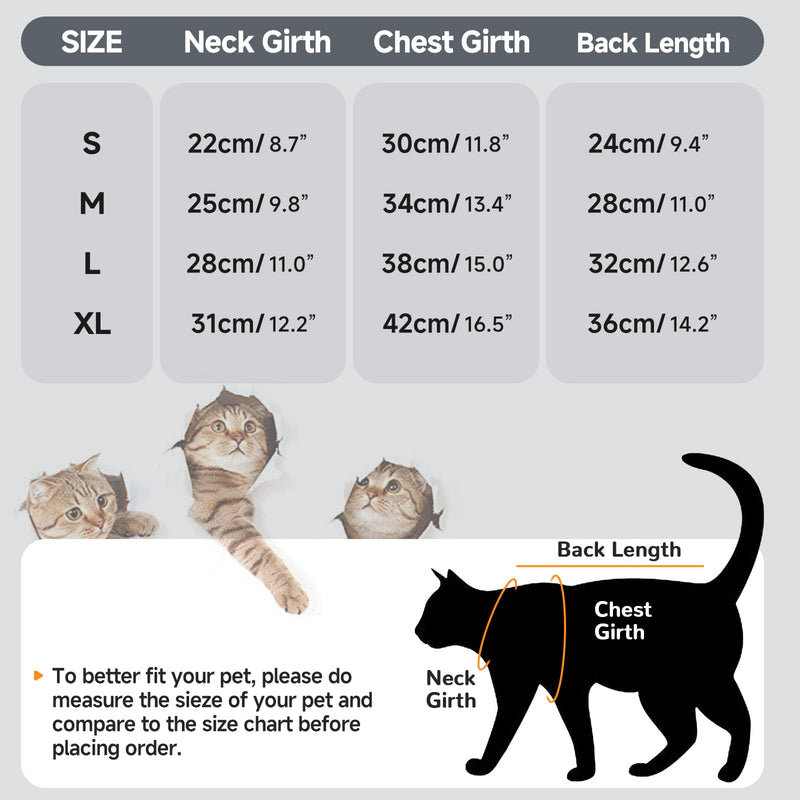Stress-Free Cat Recovery Suit for Female Cats - Vet-Backed E-Collar Alternative, Anti-Lick & Rear Access Design Gray S Small grey