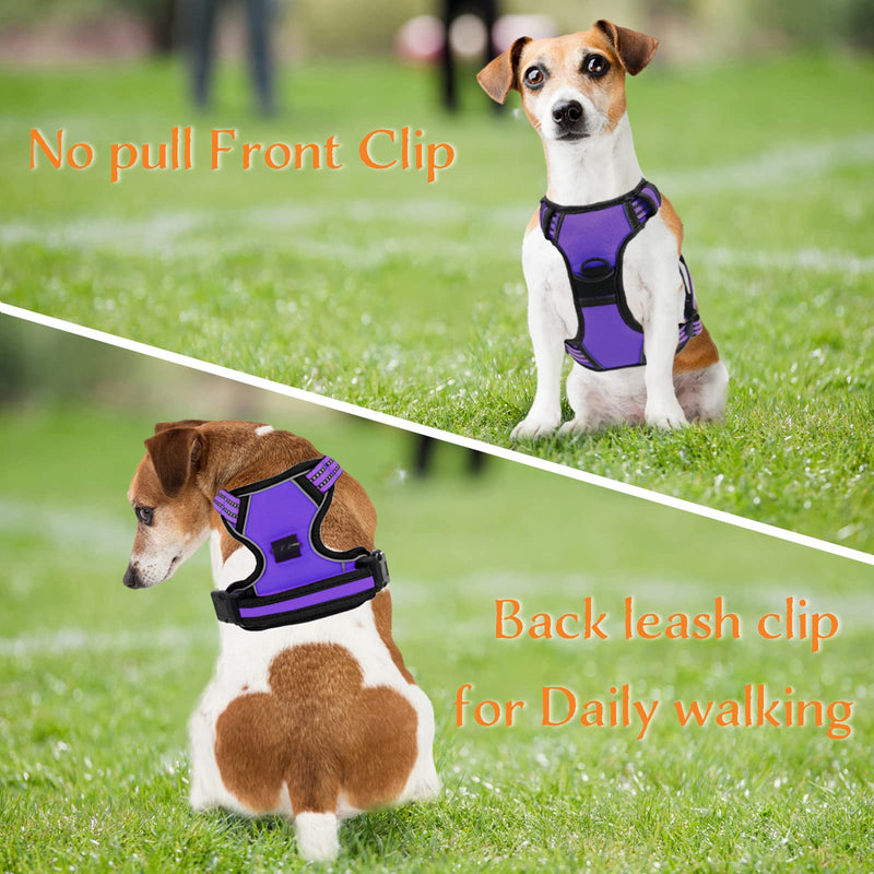 No Pull Dog Harness for Small Medium Large Dogs Adjustable Reflective Pet Vest with Front Clip Padded Harness for Dogs Easy Control Handle Best for Outdoor Training and Walking Purple M - PawsPlanet Australia