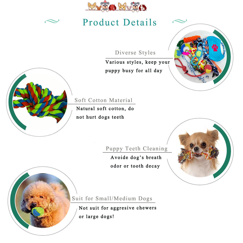 10 Pack Dog Rope Toys, Puppy Teething Chew Toys, Durable Dog Rope Toys Bundle for Boredom,Interactive Dog Toys for Small,Medium &Large Breed 10 PACK - PawsPlanet Australia