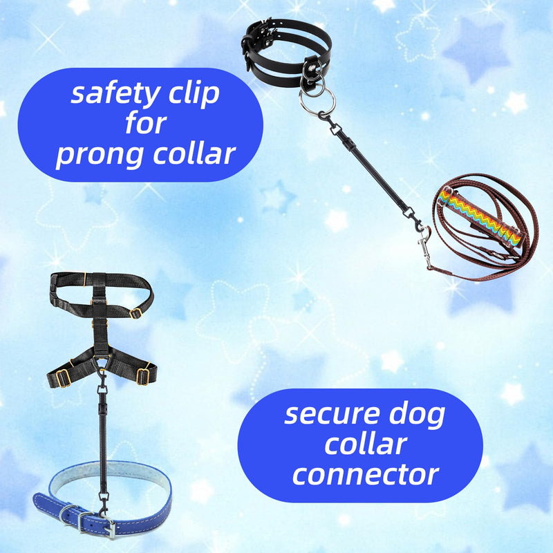 2pcs Reflective Nylon Dog Collar Clips, Double-Ended Backup Dog Collar Safety Clasp Clip Adjustable Harness Connector for Pet, Black