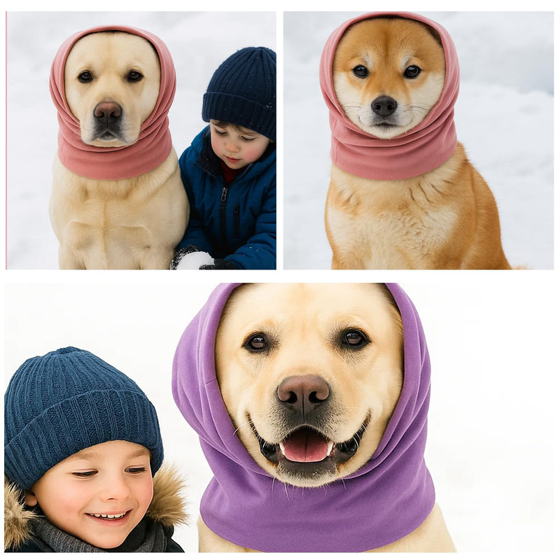 3 Pcs Dog Ear Protectors, Dog Ear Defenders, Warm and Soft Dogs Snood, Dogs Snood for Wearing in Bathing Grooming Waterproof Reducing Noise (Black, Purple, Pink)