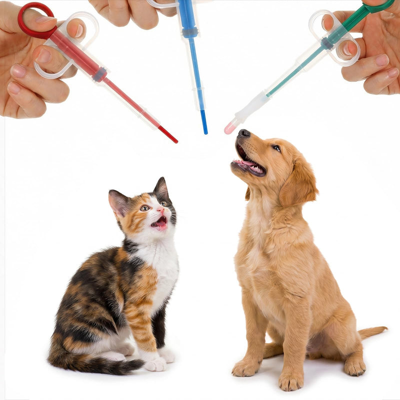3 pcs Tablet dispenser for cats, tablet dispenser for cats, flea tablets, pill assist for cats, pet feeder for dogs, pill administration aid for cats (blue, green, red)