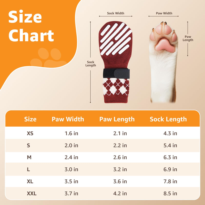 LOOBANI Dog Socks to Prevent Licking Paws - Anti-Slip Dog Paw Grip Protector for Hot/Cold Pavement Traction Control for Small Medium Large Senior Dogs on Hardwood Floors, Red XL - PawsPlanet Australia