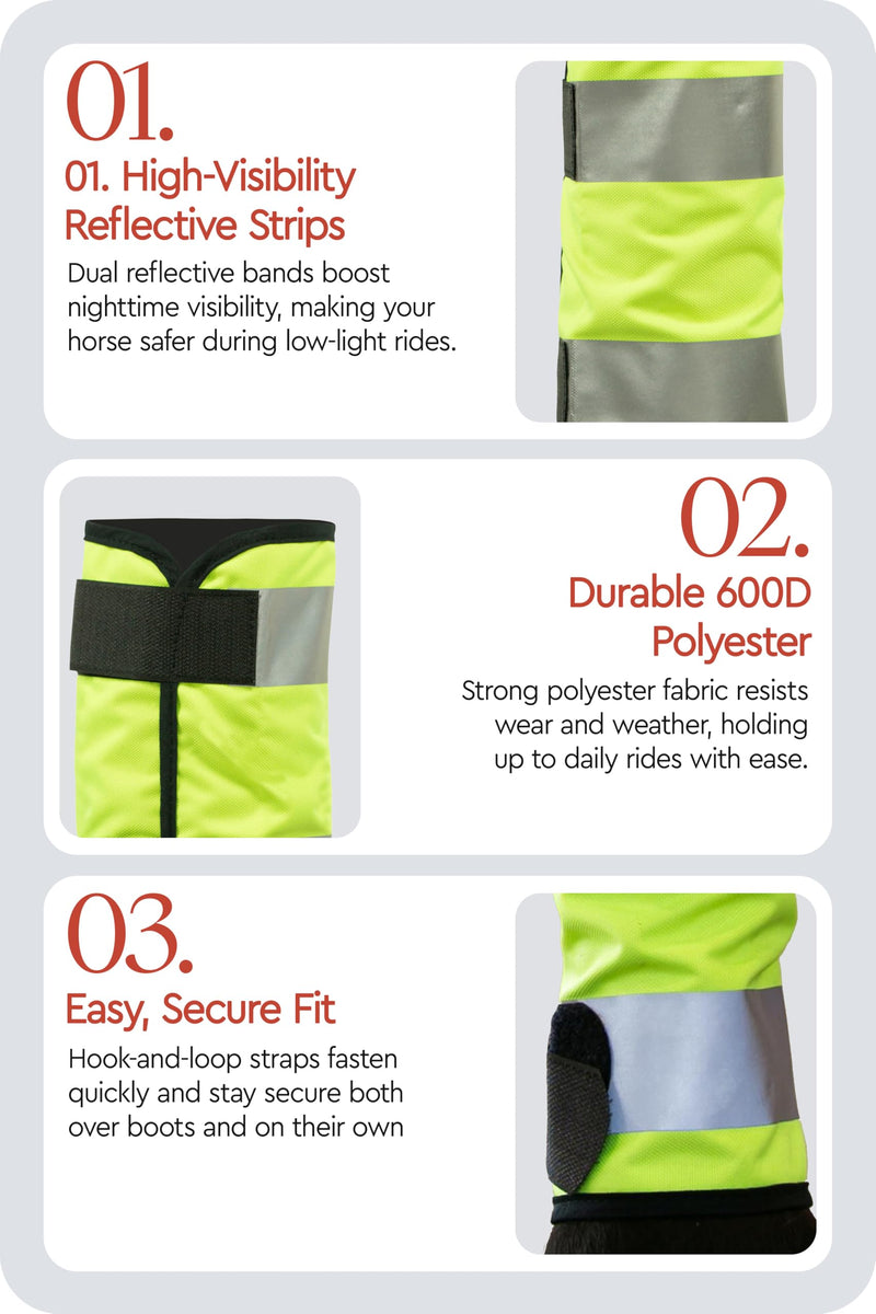 HORZE Reflective Leg Wraps for Horse-Pair - Yellow - One Size - PawsPlanet Australia